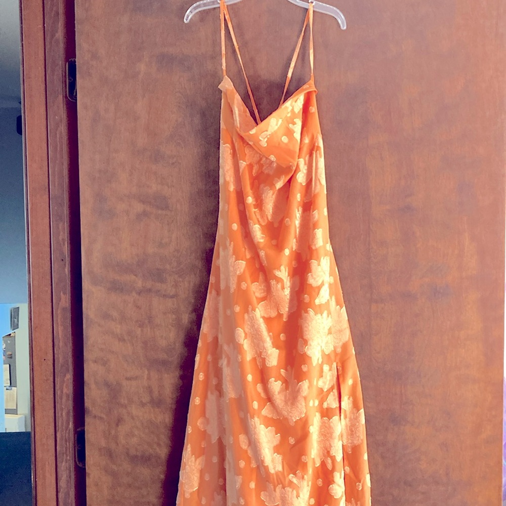 Orange floral dress